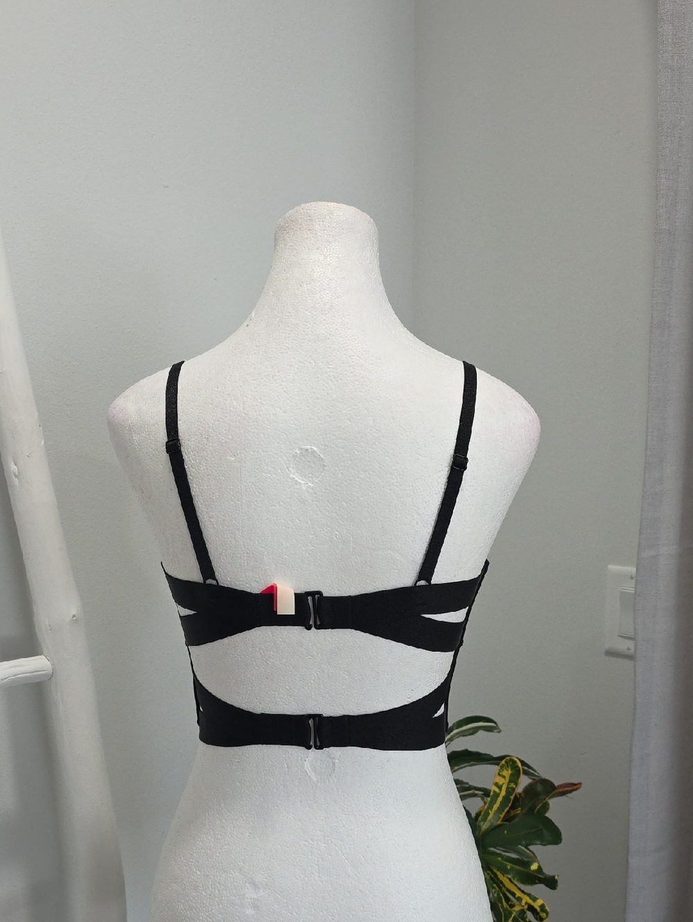Victoria's Secret Black Strappy Plunge Padded Triangle Swinsuit Top